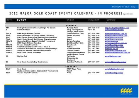 Gold Coast Events Calendar .